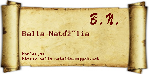 Balla Natália névjegykártya